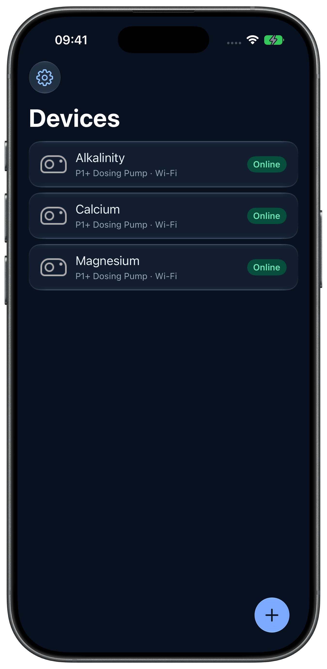 Rheon device list in dark appearance running on iPhone 17