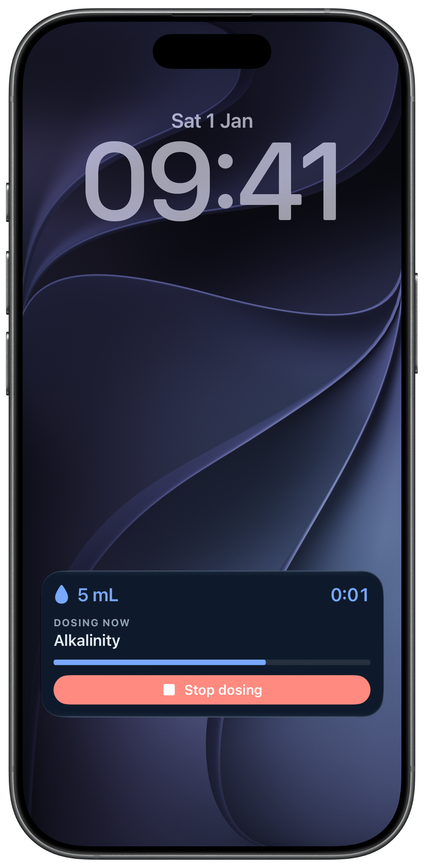 Rheon Lock Screen Live Activity in dark appearance